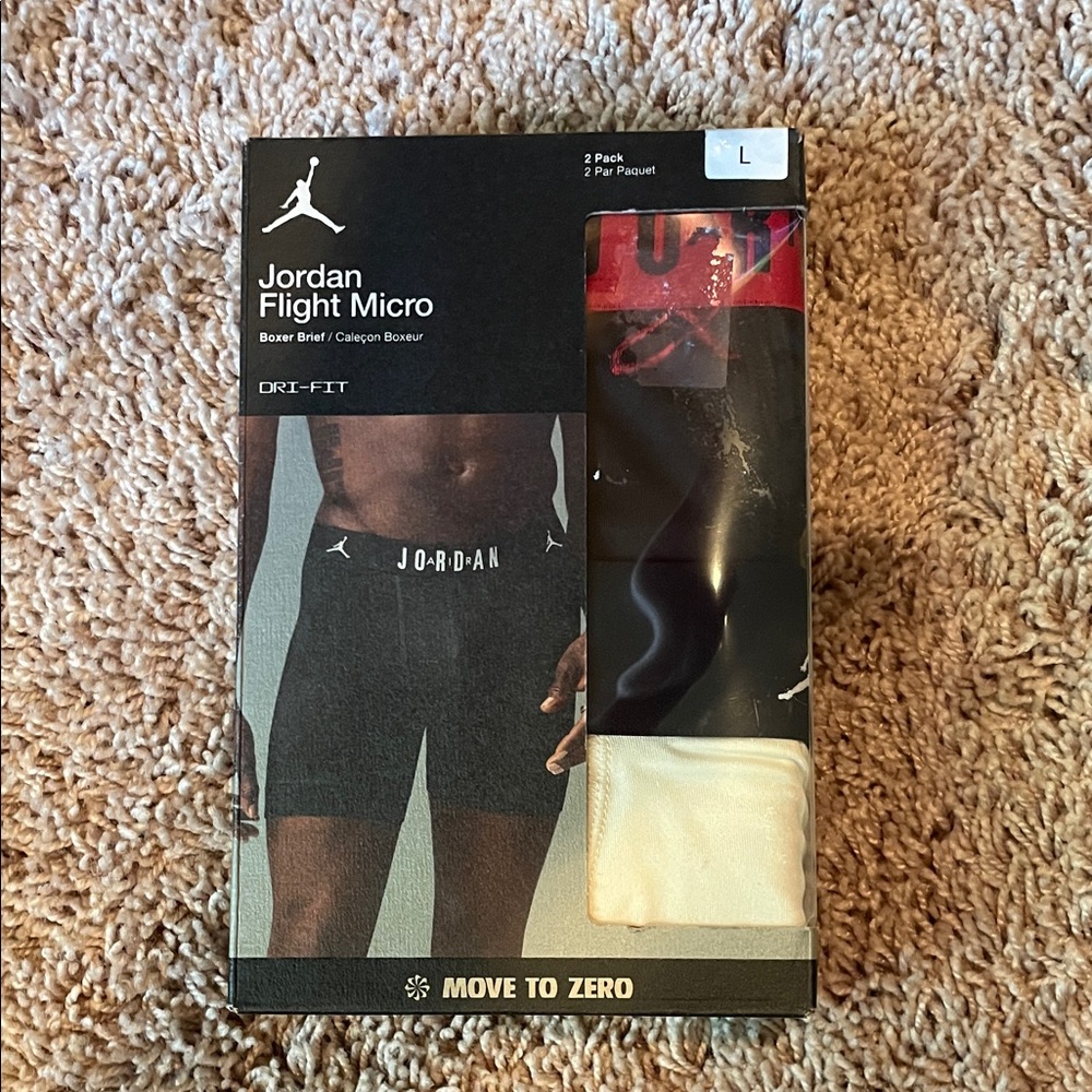 NWT 2 pack Jordan Flight Micro Boxer Briefs - Black and White size large